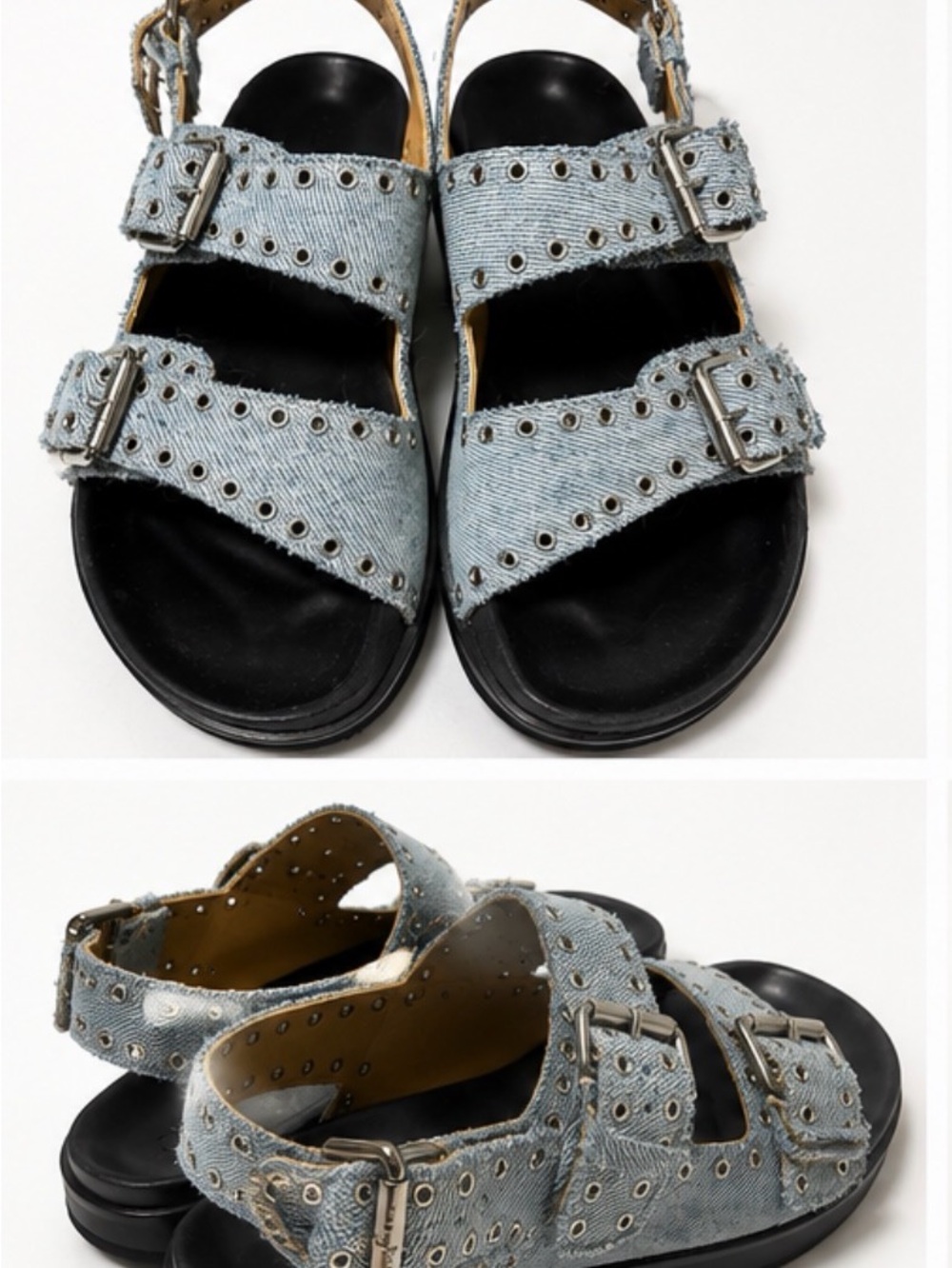 Isabel Marant Light Blue Denim Buckle Sandals for Kids